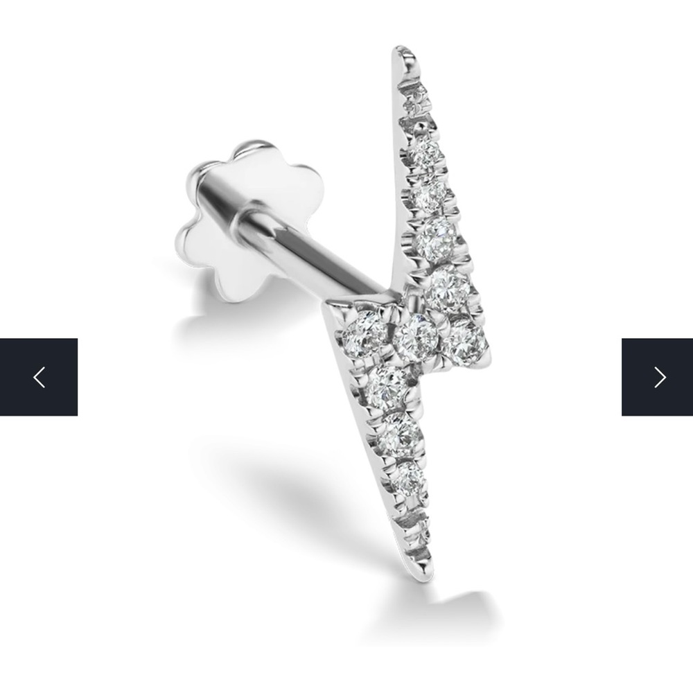Maria Tash Lightning Bolt Threaded White Gold Earring 11mm
